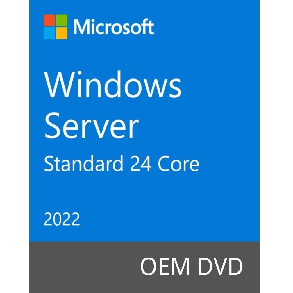 ПО Microsoft Windows Server Standard 2022 64Bit English 1pk OEM DVD 24 Core (P73-08346) фото 