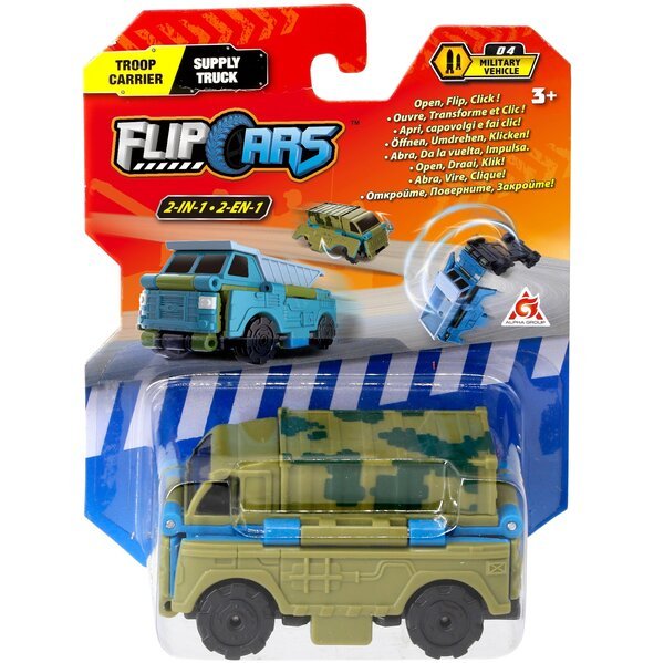 Акція на Машинка-трансформер Flip Cars 2 в 1 Военный грузовик и самосвал від MOYO