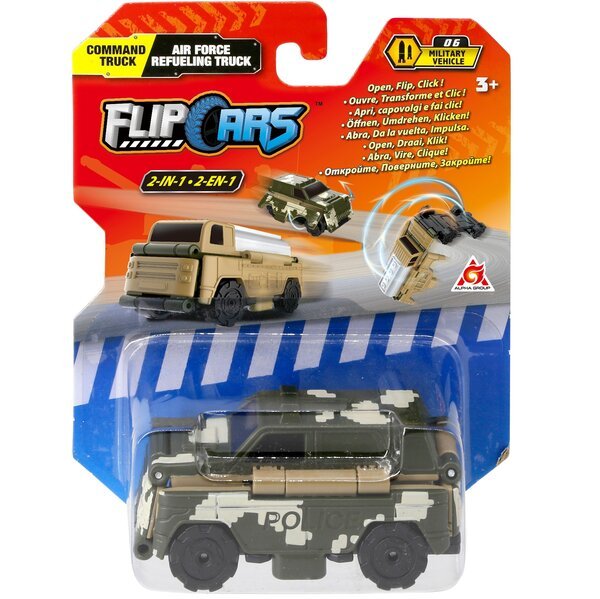 

Машинка-трансформер Flip Cars 2 в 1 Командная грузовик и грузовик-заправщик ВВС