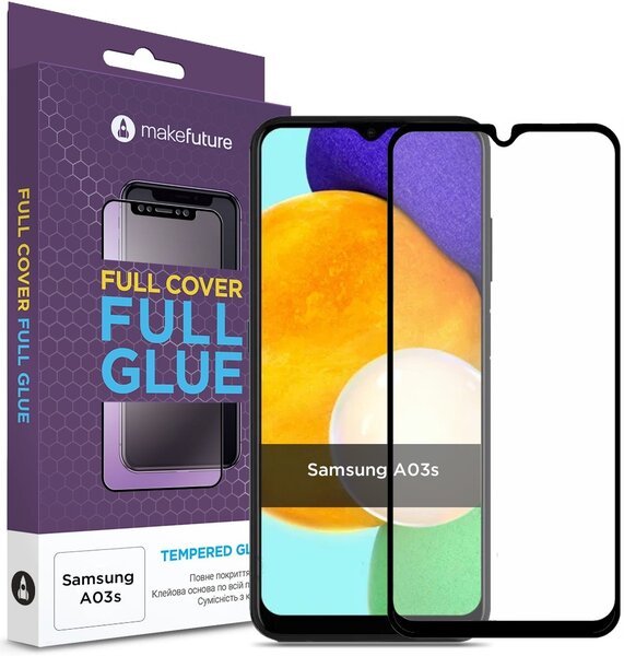 

Защитное стекло MakeFuture для Galaxy A03s Full Cover Full Glue (MGF-SA03S)