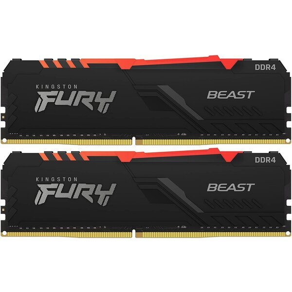 

Память для ПК Kingston DDR4 3733 32GB KIT (16GBx2) FURY Beast RGB (KF437C19BB1AK2/32)