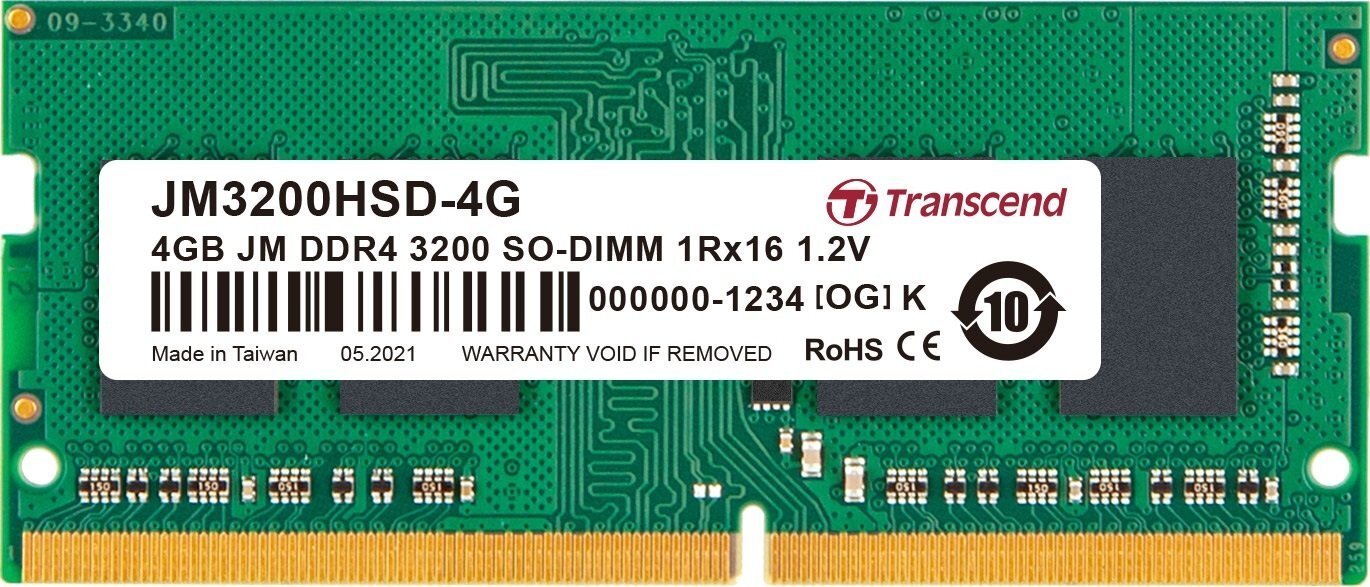 Акція на Память для ноутбука Transcend DDR4 3200 4GB SO-DIMM (JM3200HSD-4G) від MOYO