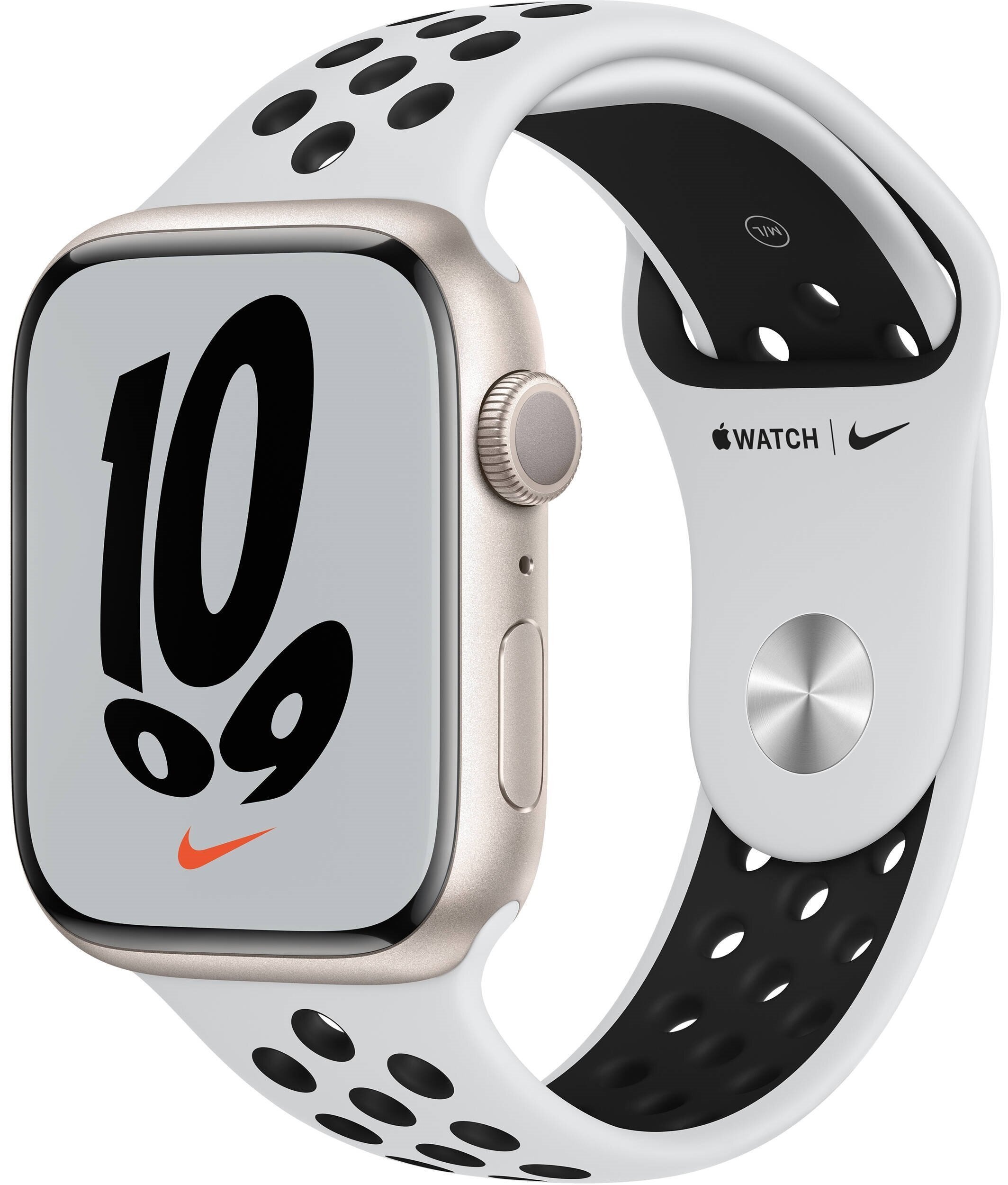 

Смарт-часы Apple Watch Series 7 Nike Starlight 45mm Pure Platinum/Black NikeBand