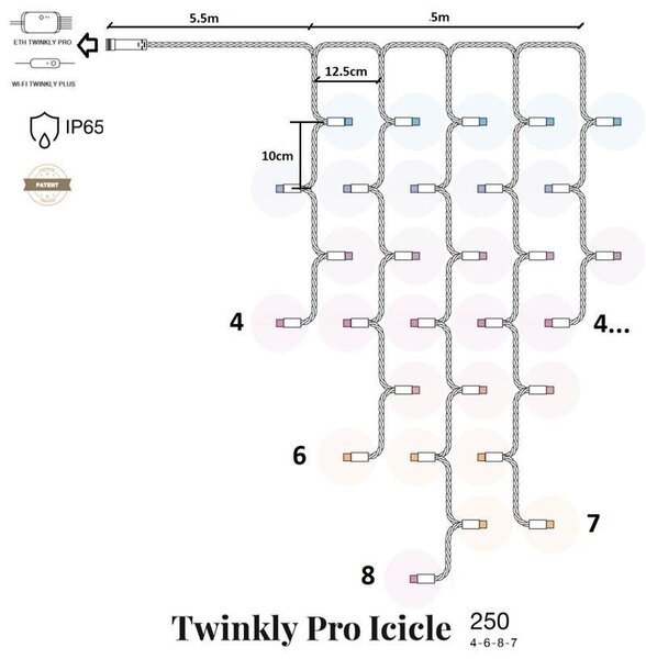 Акція на Smart LED Гирлянда Twinkly Pro Icicle AWW 250, AWG22, IP65,  прозрачный від MOYO