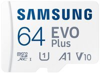Карта памяти Samsung Evo Plus microSDXC 64GB Class 10 UHS-I U1 V10 A1 R130B/s + SD адаптер