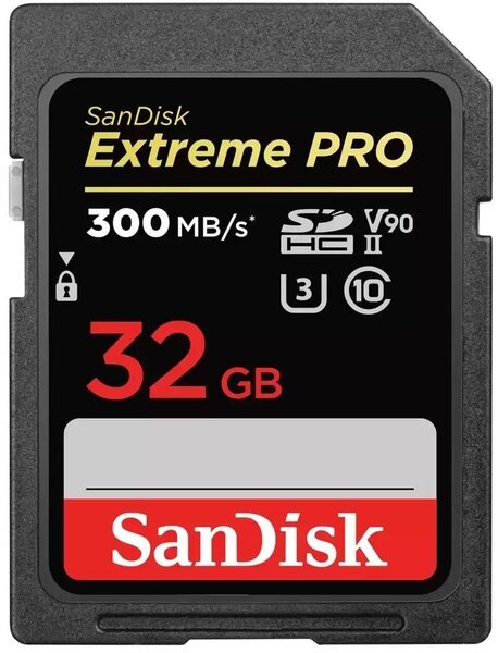 

Карта памяти SANDISK SDXC 32GB Class 10 Extreme Pro UHS-II U3 V90 R300/W260MB/s (SDSDXDK-032G-GN4IN)