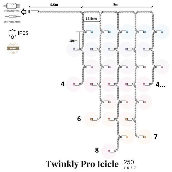 Акция на Smart LED Гирлянда Twinkly Pro Icicle RGB 250, IP65, AWG22 PVC Rubber белый от MOYO