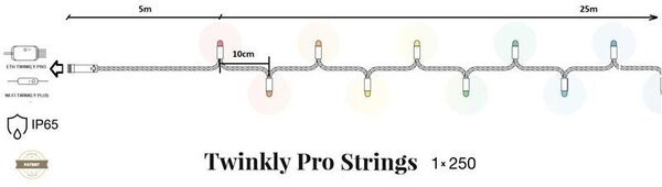 Акція на Smart LED Гирлянда Twinkly Pro Strings RGBW 250, одинарная линия, IP65, AWG22 PVC Rubber зеленый від MOYO