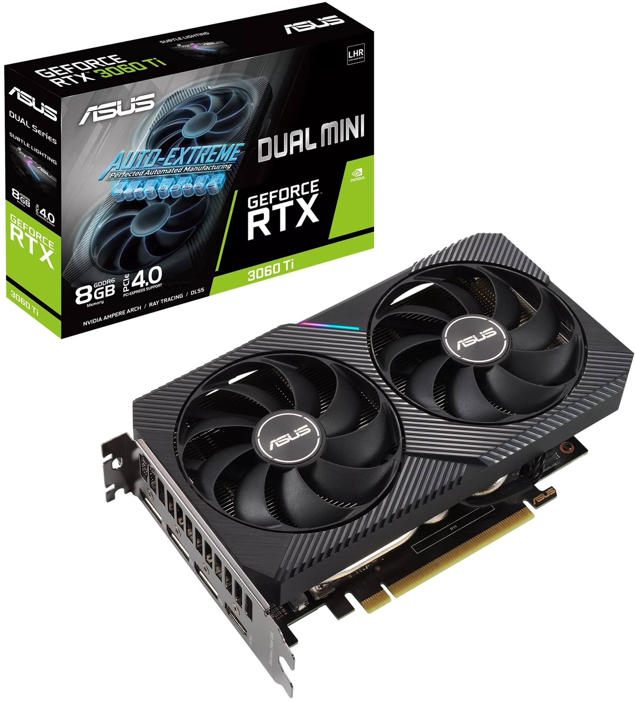 

Видеокарта ASUS GeForce RTX3060 Ti 8GB GDDR6 DUAL MINI V2 LHR (DUAL-RTX3060TI-8G-MINIV2)