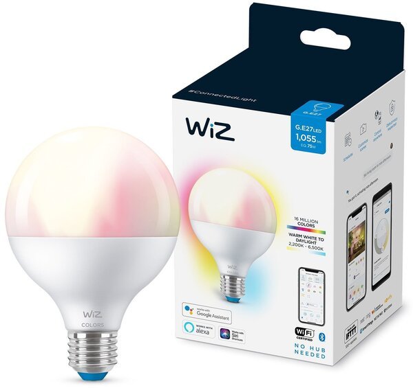 Акція на Умная лампа WiZ E27 11W (75W 1055Lm) G95 2200-6500 RGB Wi-Fi Wi-Fi (929002383902) від MOYO