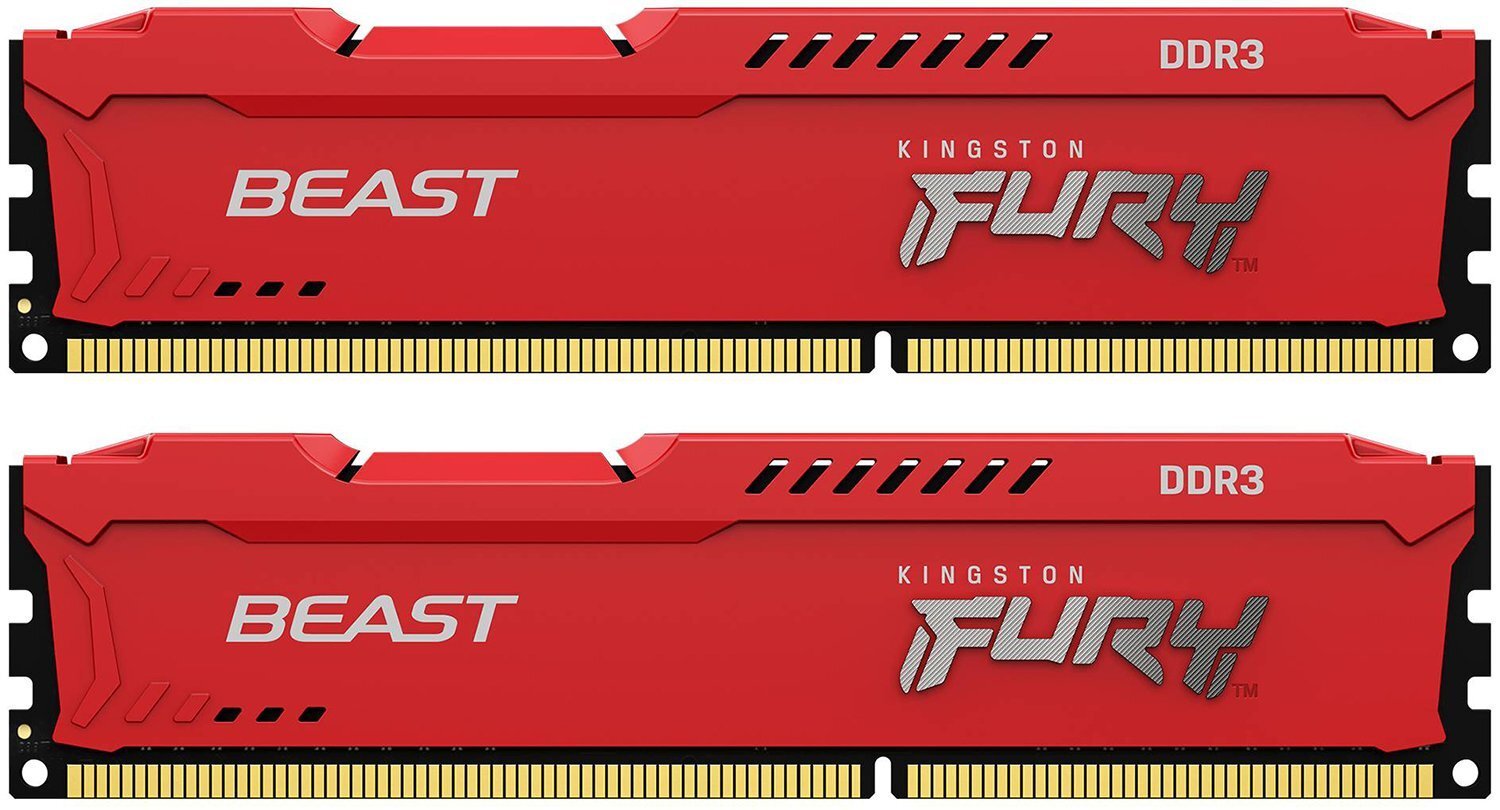

Память для ПК Kingston DDR3 1866 8GB KIT (4GBx2) 1.5V FURY Beast Red (KF318C10BRK2/8)