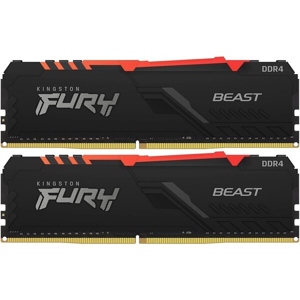 

Память для ПК Kingston DDR4 3200 32GB KIT (16GBx2) FURY Beast RGB (KF432C16BB1AK2/32)