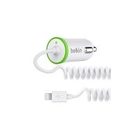 Зарядний пристрій Belkin USB MicroCharger (12V + LIGHTNING сable, USB 2.1Amp), Білий (F8J074btWHT)