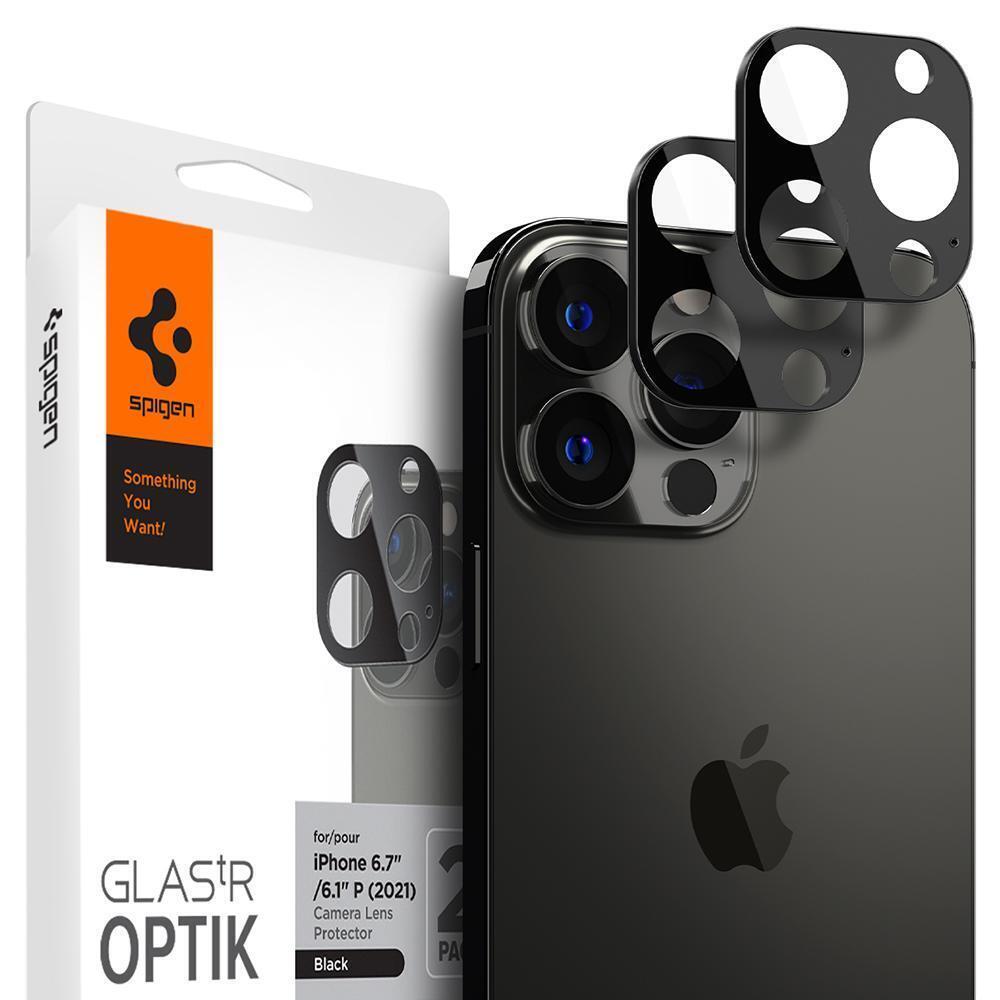Защитное стекло Spigen для камеры iPhone 13 Pro Max/13 Pro tR Optik Black (2P) (AGL03381) фото 