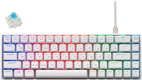 

Клавиатура игровая 2E Gaming KG380 RGB Gateron Blue Switch BT/USB White (2E-KG380UWT-BL)