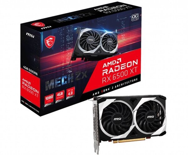 

Видеокарта MSI Radeon RX 6500 4GB DDR6 MECH 2X OC (RX6500_XT_MECH_2X_4G_OC)