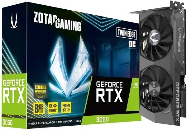 

Видеокарта ZOTAC GeForce RTX 3050 8GB GDDR6 Gaming Twin Edge OC (ZT-A30500H-10M)