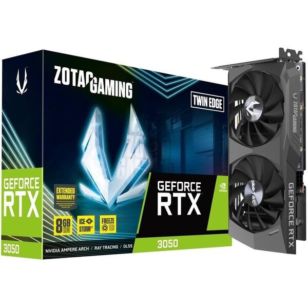 

Видеокарта ZOTAC GeForce RTX 3050 8GB GDDR6 GAMING Twin Edge (ZT-A30500E-10M)
