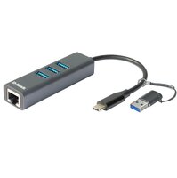 Сетевой адаптер D-Link DUB-2332 1xGE, 3xUSB-C, USB-C с адаптером USB-C/USB-A (DUB-2332)