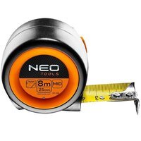 Рулетка NEO, компактная, стальная лента, 8 м x 25 мм, с фиксатором selflock, магнит