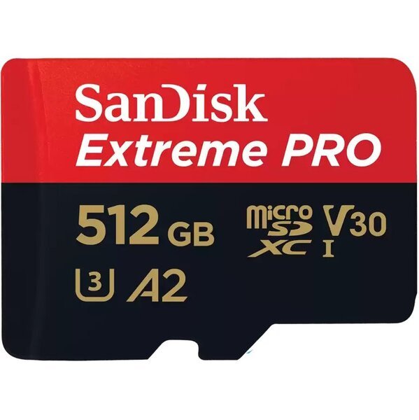 

Карта памяти SanDisk microSDXC 512GB Class 10 UHS-I U3 R170/W90MB/s Extreme Pro V30 + SD-адаптер