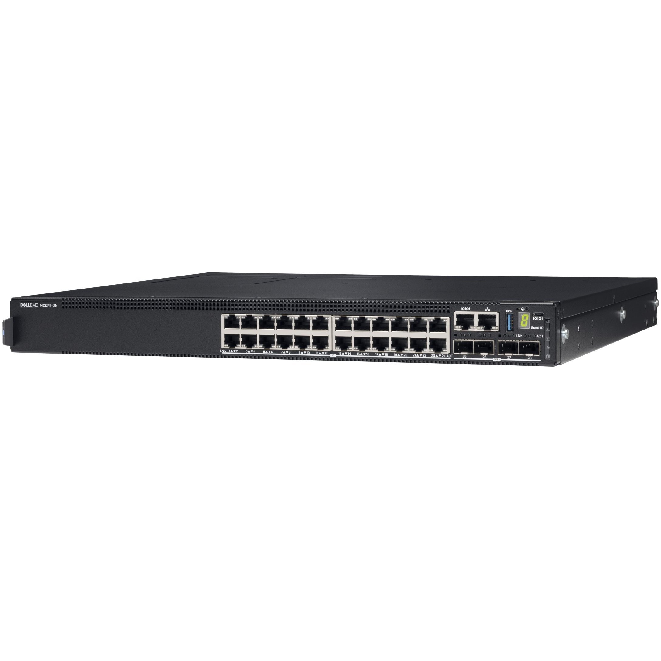 

Коммутатор Dell EMC N3224T-ON, 24x1G RJ-45, 4x10G SFP+, 2x100G QSFP28, 1xAC PSU, IO/PS, OS6, Lifetim