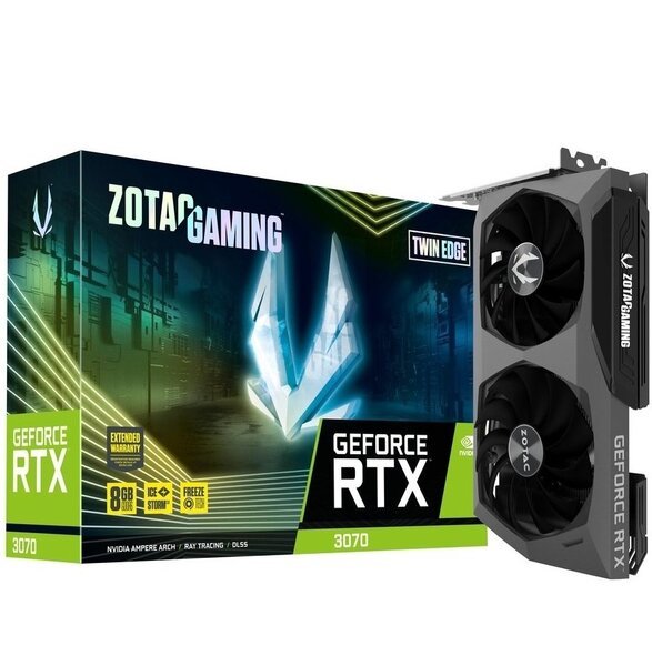 

Видеокарта ZOTAC GAMING GeForce RTX 3070 Twin Edge 8GB GDDR6 LHR (ZT-A30700E-10PLHR)