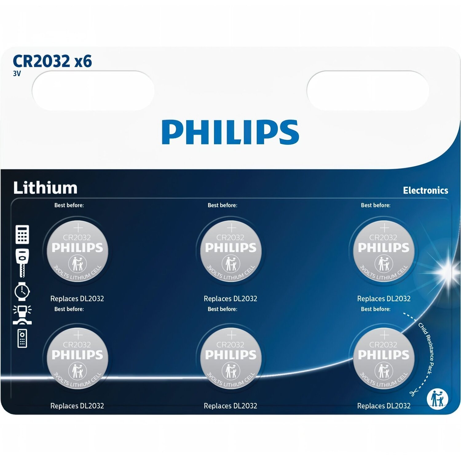 Батарейка Philips CR 2032 Lithium 3V * 6 (CR2032P6 / 01B) (1103162)