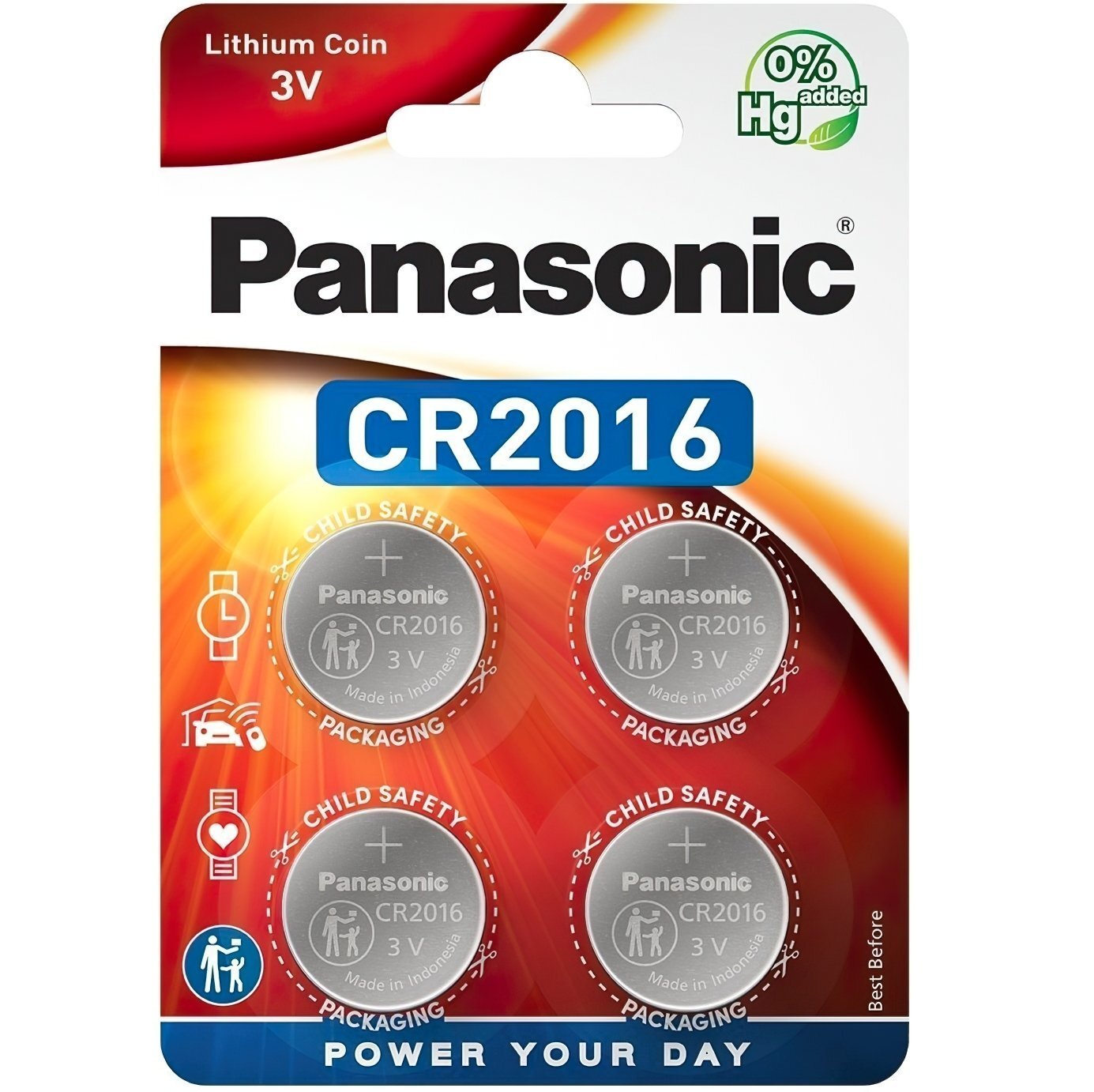 Panasonic CR2016 BLI 4 Lithium CR 2016EL 4B