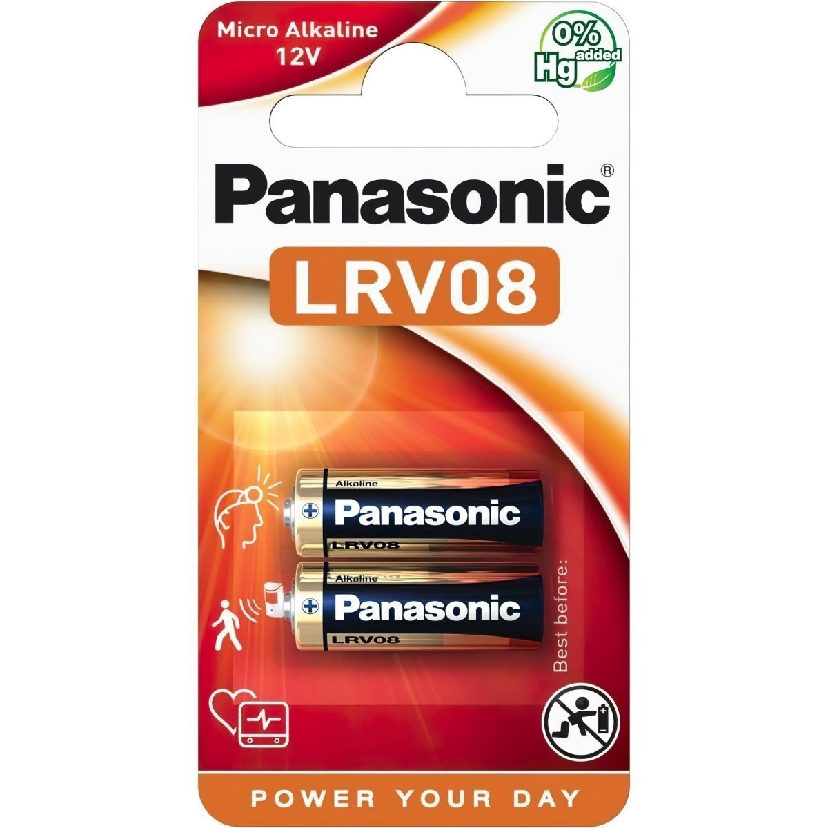 Батарейка Panasonic LRV08 (A23, MN21, V23) Alkaline * 2 (LRV08L / 2BE) (1168984)