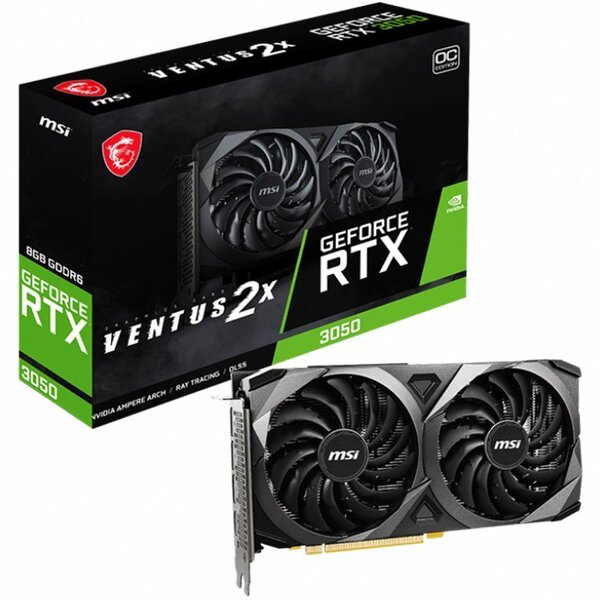 

Видеокарта MSI GeForce RTX3050 8GB GDDR6 VENTUS 2X OC LHR