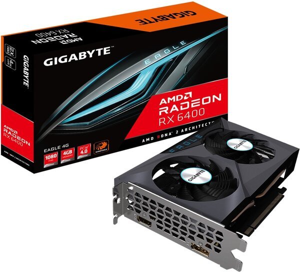 

Видеокарта GIGABYTE Radeon RX 6400 4GB GDDR6 EAGLE (GV-R64EAGLE-4GD)