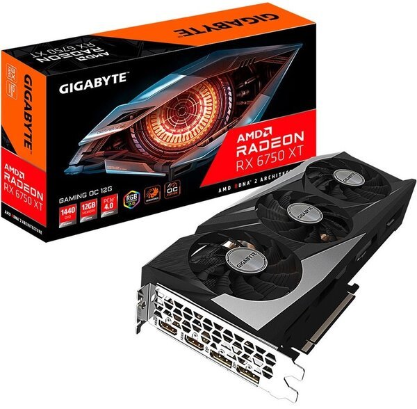 

Видеокарта GIGABYTE Radeon RX 6750 XT 12GB GDDR6 GAMING OC (GV-R675XTGAMING_OC-12GD)