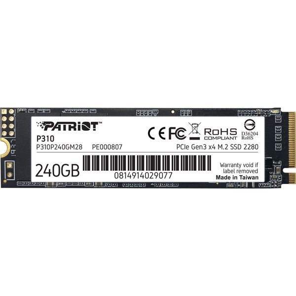 Акція на SSD накопитель PATRIOT PCIe 3.0 M.2 240GB P310 (P310P240GM28) від MOYO