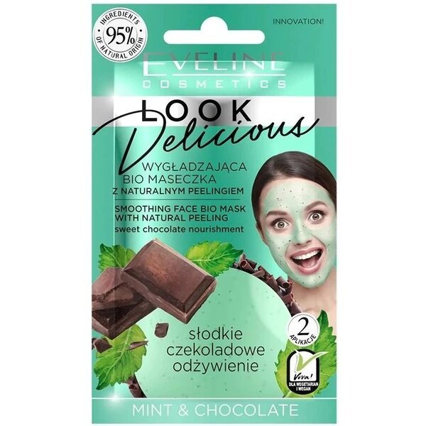 

Eveline Cosmetics Разглаживающая bio маска для лица с натуральным скрабом mint & chocolate серии look delicious, 10мл