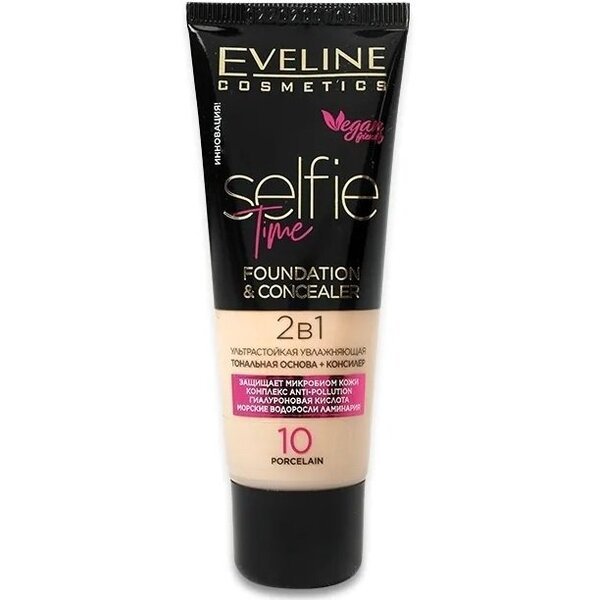 

Eveline Cosmetics Selfie time ультра стойкое тональное основание + консиллер 2 в1 тонн: 10 – porcelain 30 мл