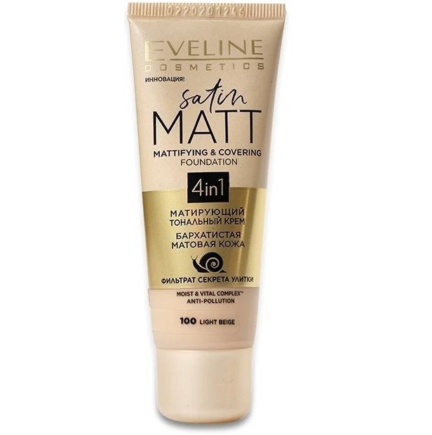 

Eveline Cosmetics Satin matt тонирующий тональный крем №100 - light beige 30 мл