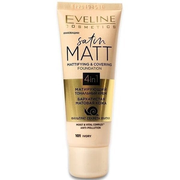 

Eveline Cosmetics Satin matt матирующий тональный крем №101 - ivory 30 мл
