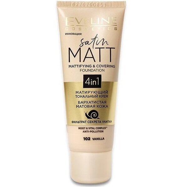 

Eveline Cosmetics Satin matt тонирующий тональный крем №102 - vanilla 30 мл