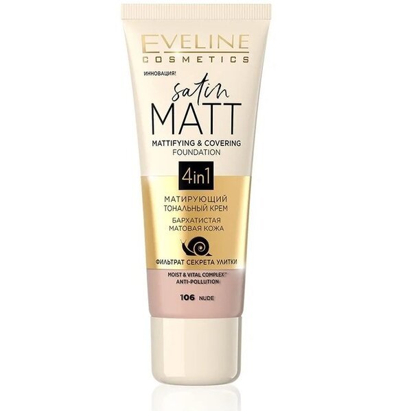 

Eveline Cosmetics Satin matt матирующий тональный крем №106 - nude 30 мл