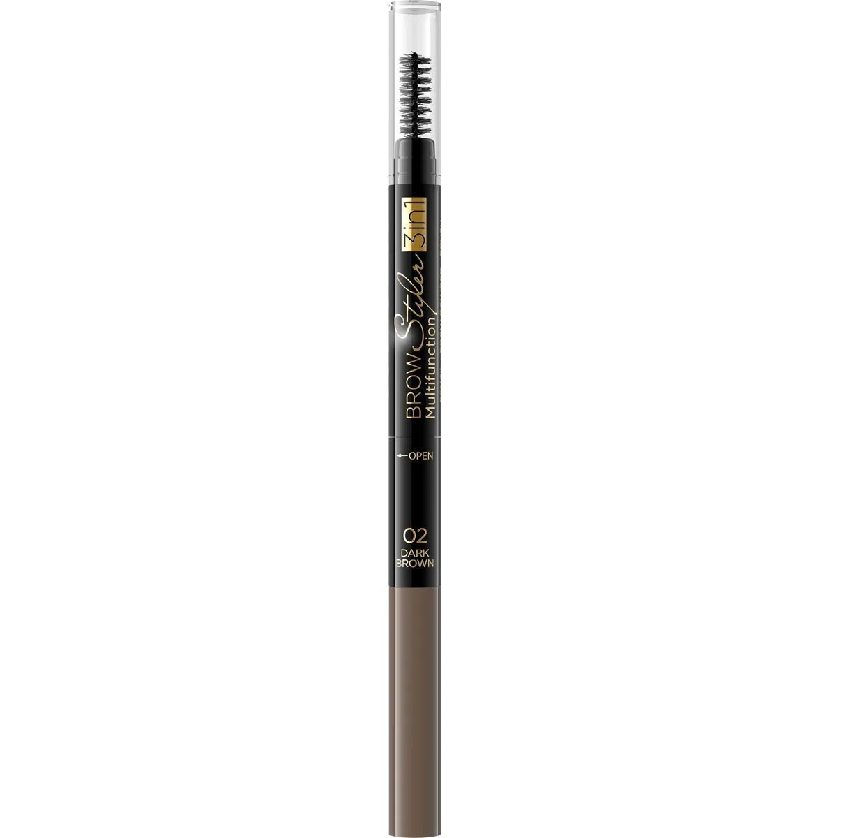 Eveline Cosmetics Многофункциональный стайлер для бровей 3в1:02-темно-коричневый серии brow styler multifunction фото 
