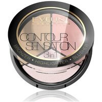 Eveline Cosmetics Палитра для макияжа лица 3в1:01- Pink beige серии Contour Sensation