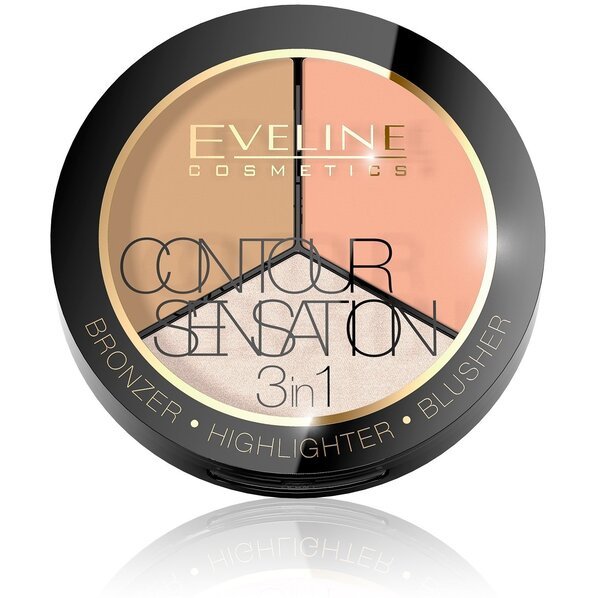 

Eveline Cosmetics Палитра для макияжа лица 3в1:02- Peach beige серии Contour Sensation