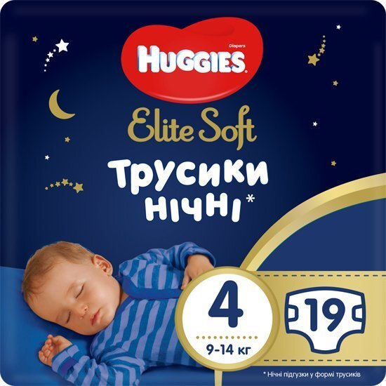 

Трусики-подгузники Huggies Elite Soft Overnites 4 (9-14кг) 19 шт