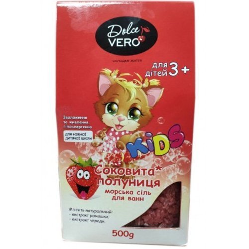 

ТМ Dolce Vero Соль детская морская "Сочная клубника" с натур.экст.трав ромашки и стада Dolce Vero,500г