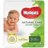 Серветки вологі Huggies Natural Care Extra Care 2+1 (3 х 56 шт)