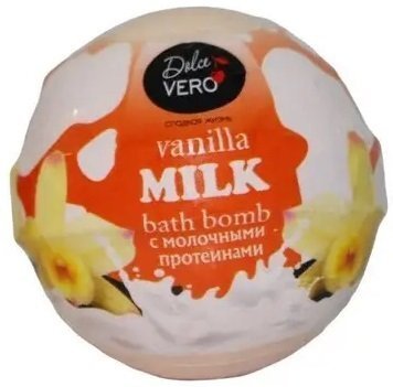 Dolce Vero бомба для ванн с протеинами молока &quot;VANILLA MILK&quot; 75г., цвет оранжевый фото 