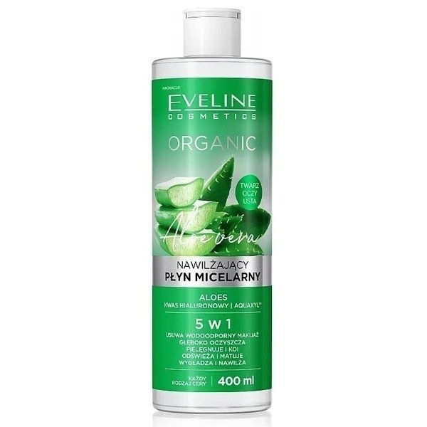 Eveline Cosmetics Очищающая мицеллярная вода серии organic aloe+collagen, 400 мл фото 