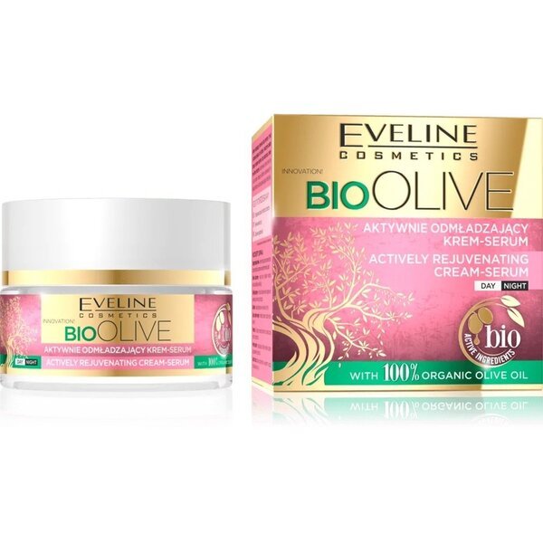 

Eveline Cosmetics Активно омолаживающий крем-сыворотка день/ночь серия bio olive, 50 мл