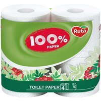 Ruta Туалетная бумага 100% Paper 4шт белая 2-слойная